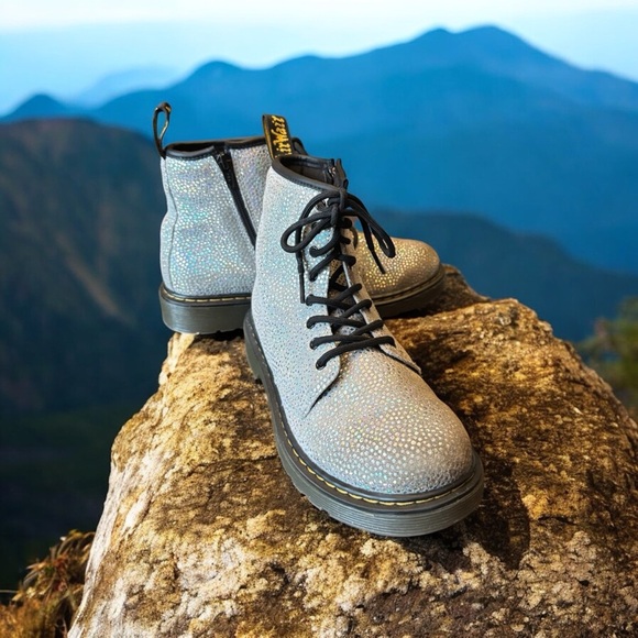 Dr. Martens Junior Pascal 1460 Iridescent Gray Suede LeatherCombat Boots - Picture 5 of 9